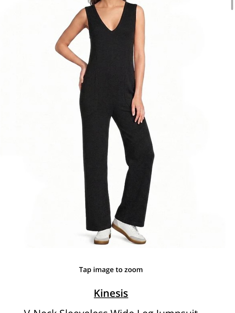 Kinesis Black Sleeveless V-Neck Wide-Leg Jumpsuit
